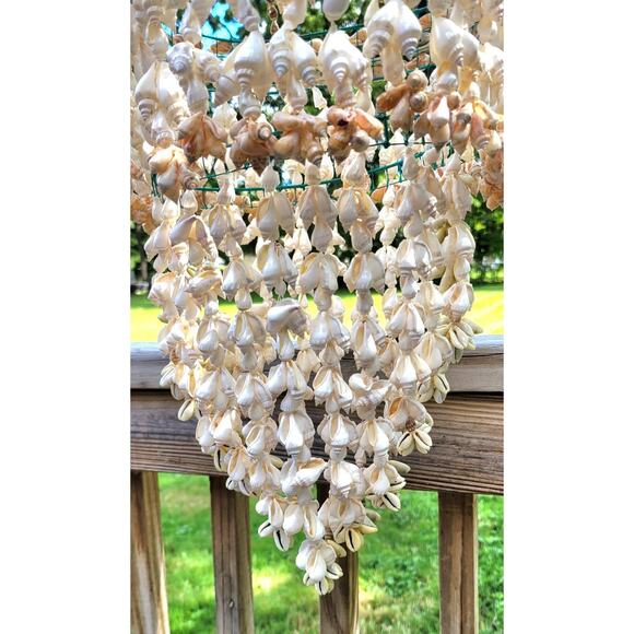 Vintage Boho Costal Beach Seashell Chandelier Approx 26"x12" - Picture 8 of 8